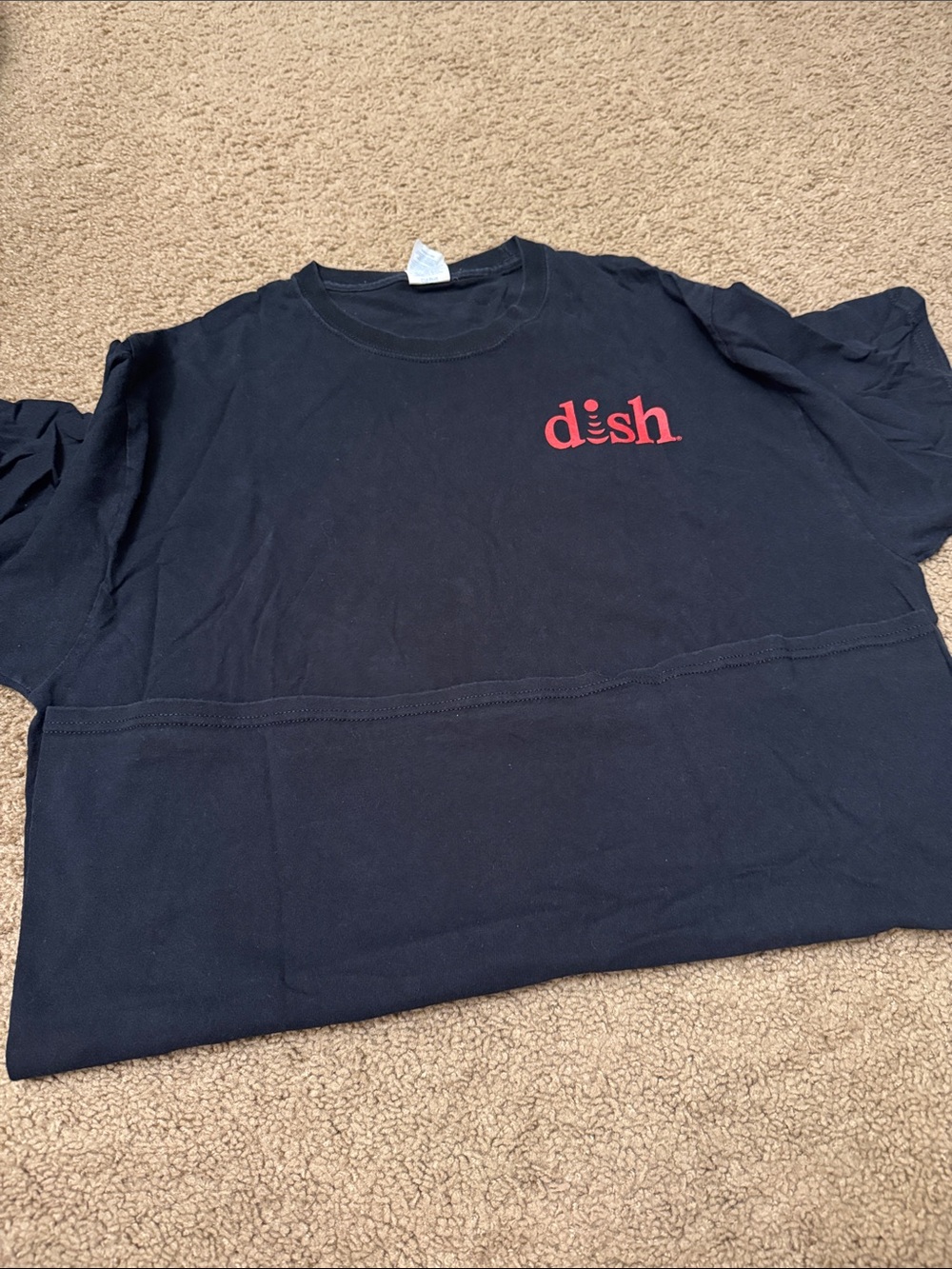 Port and Company Black Tee with Red "dish" Logo